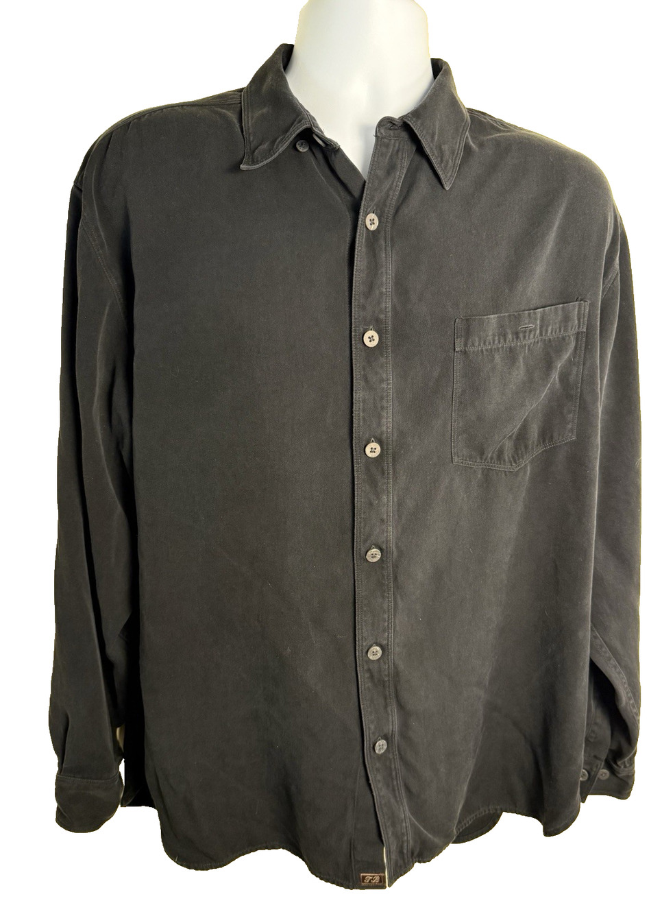 Tommy Bahama black 100% silk shirt Large Dad style Coastal grandpa Resortwear
